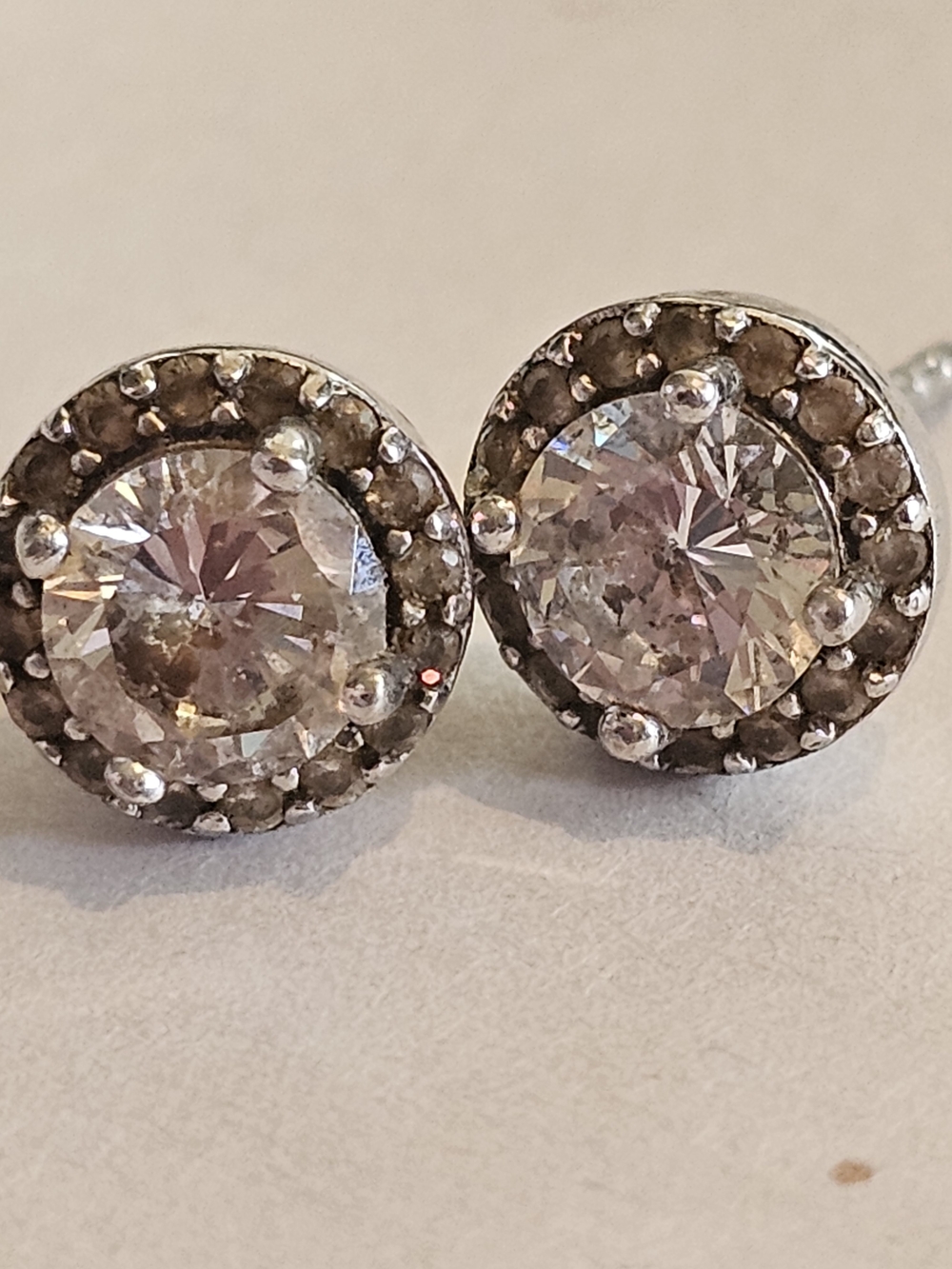 Classic Silver Halo CZ Stud Earrings - Clear